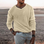 Henry Blackwell | Cream Waffle Knit Sweater for Men