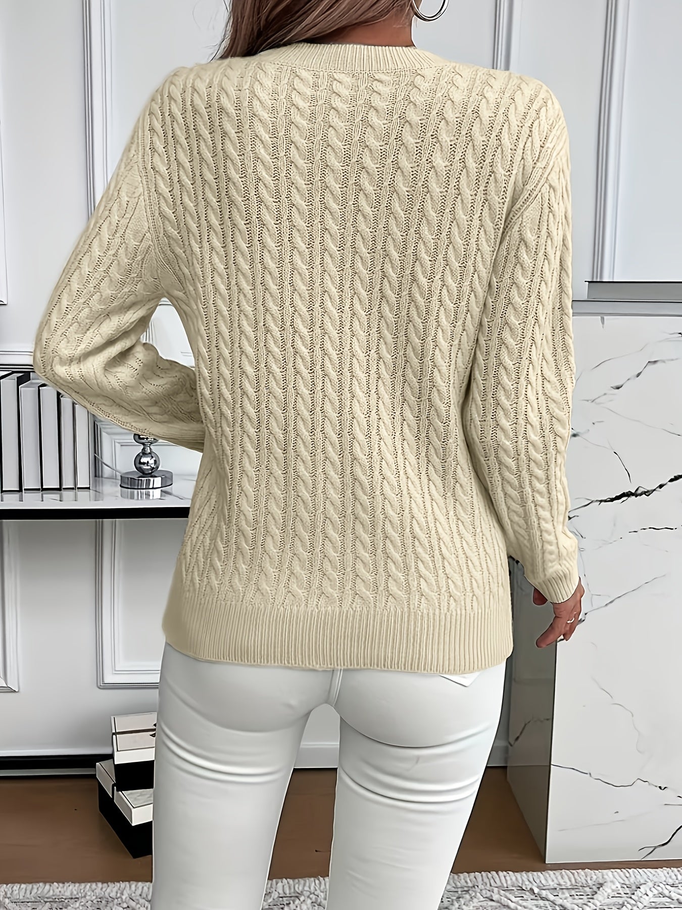 Louisa Bramley | Cable-Knit Round Neck Sweater