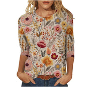 Rosie Evans | 3D Floral Print Round Neck T-Shirt