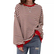 Millicent Turner | Striped Oversized Round Neck Sweatshirt