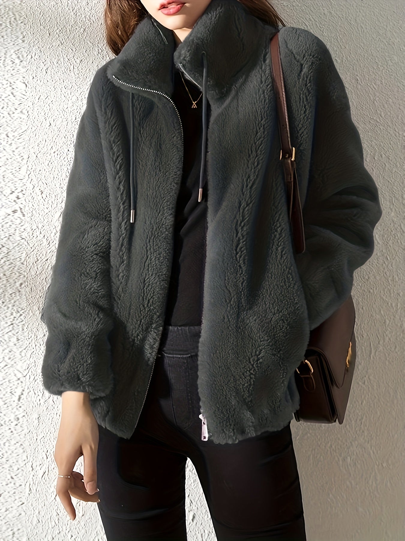 Rosie Kendall | Veste oversize zippée en fausse fourrure