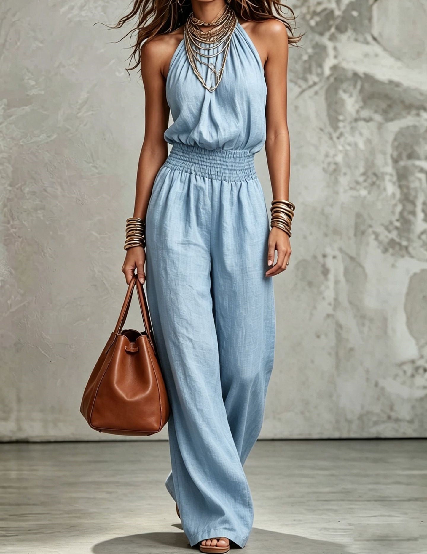 Aurora Bellini | Linen Halterneck Jumpsuit For Women