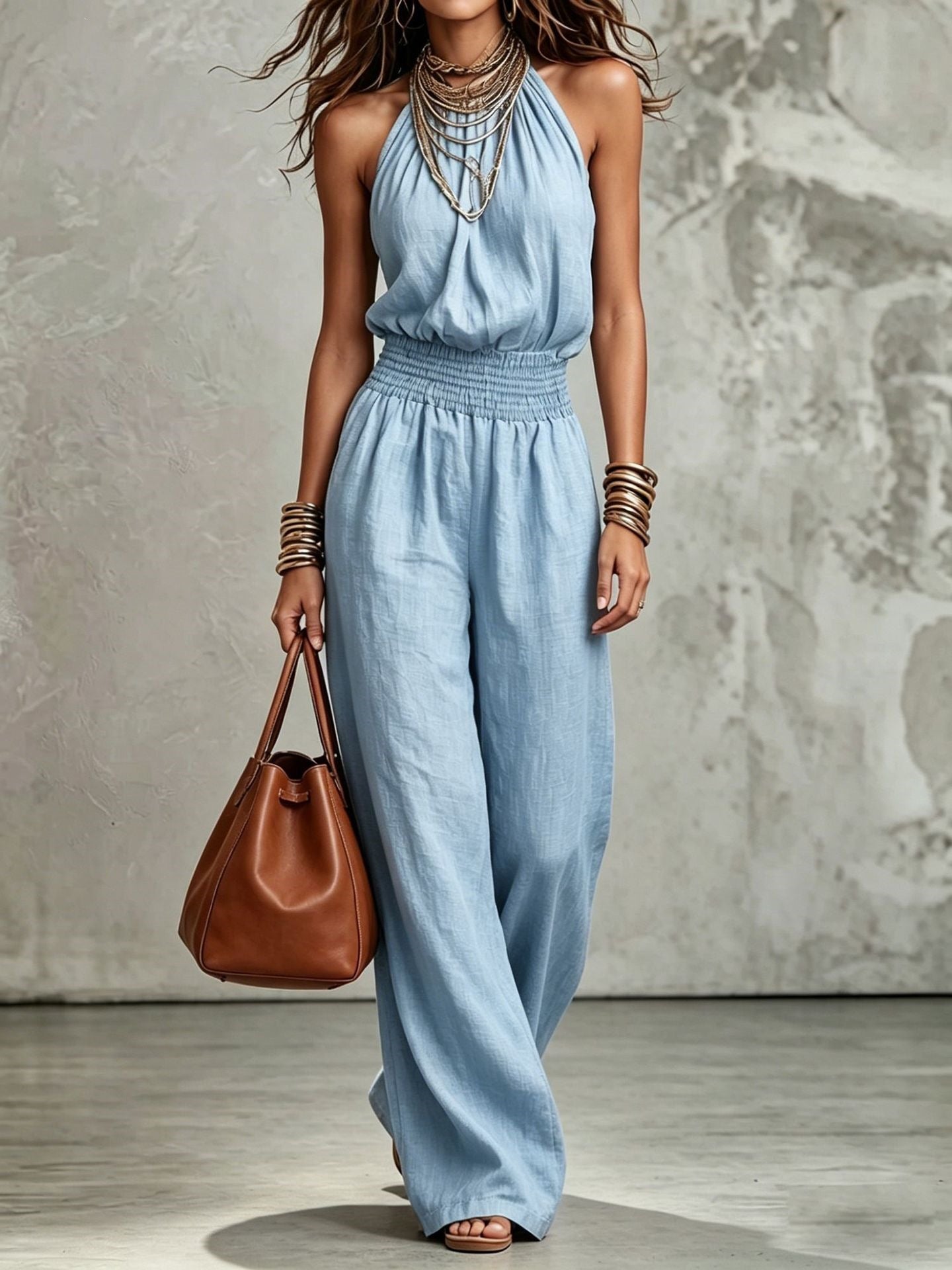 Aurora Bellini | Linen Halterneck Jumpsuit For Women