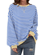 Millicent Turner | Striped Oversized Round Neck Sweatshirt