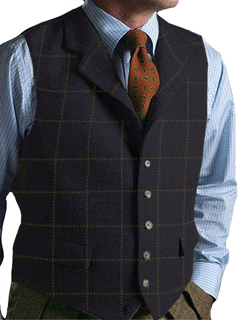 Arabella Lawson | Gilet en tweed à chevrons vert pour femme