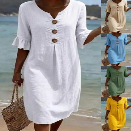 Eleanor Ashford | Casual Button Midi Dress For Women