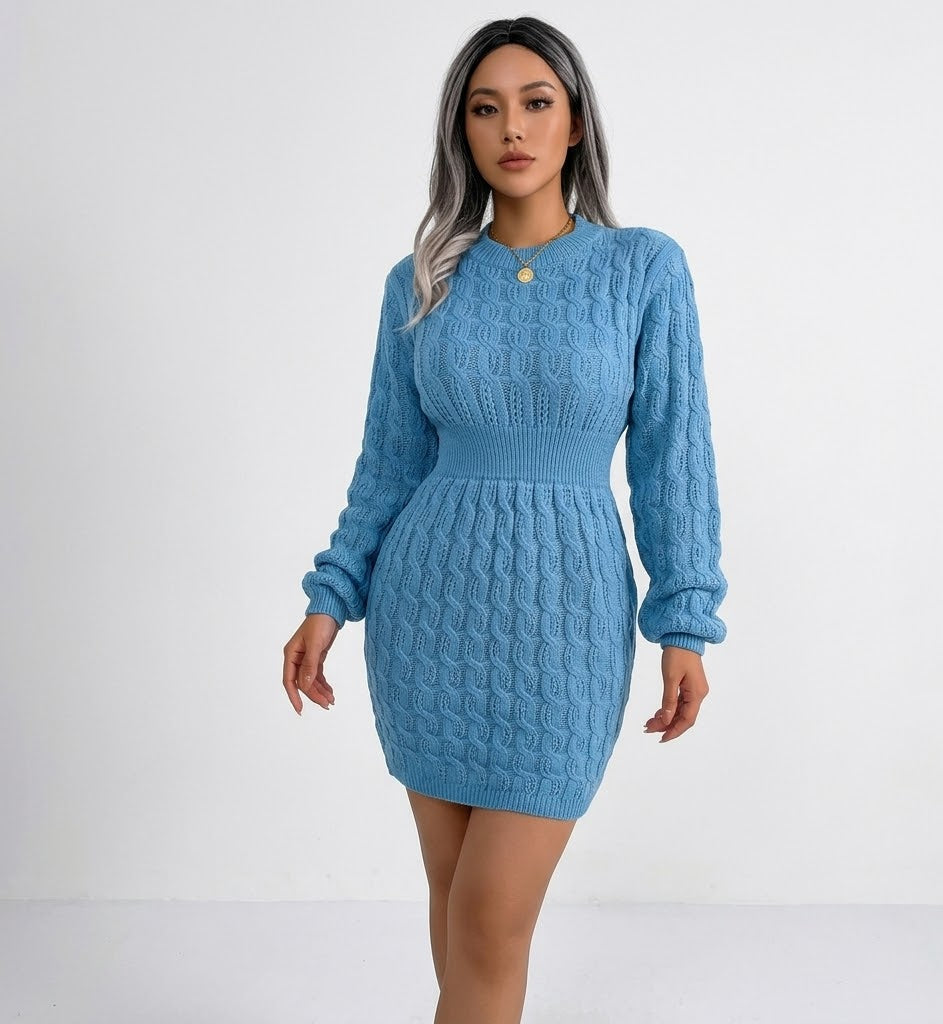 Clara Williams | Elegant Cable-Knit Mini Dress