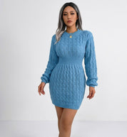 Clara Williams | Elegant Cable-Knit Mini Dress