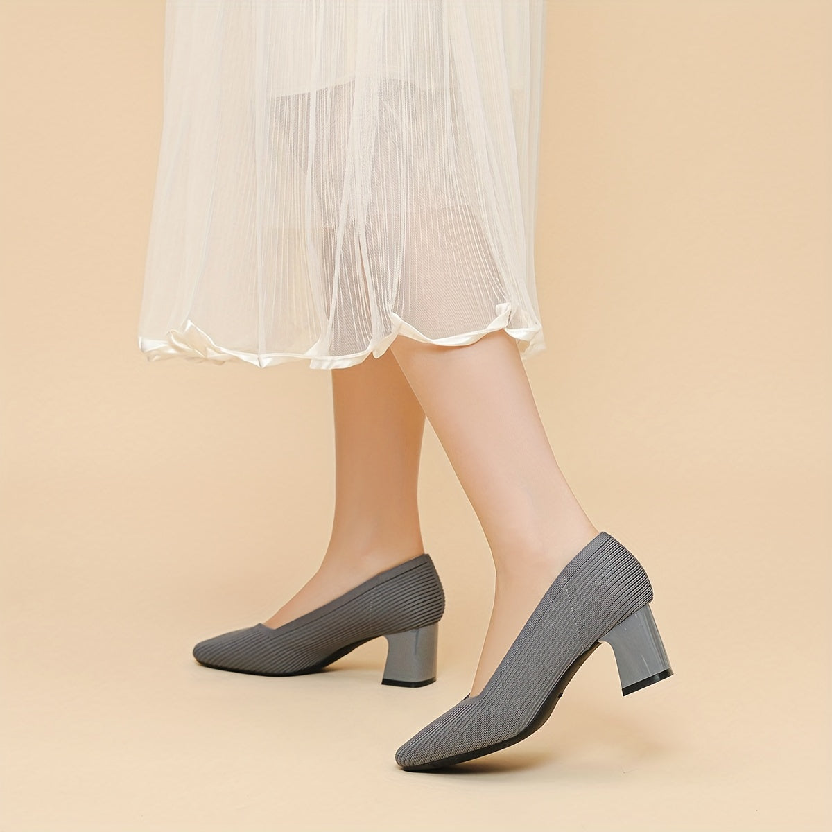 Cecily Clarke | Textured Block Heel Pumps With Arch Support