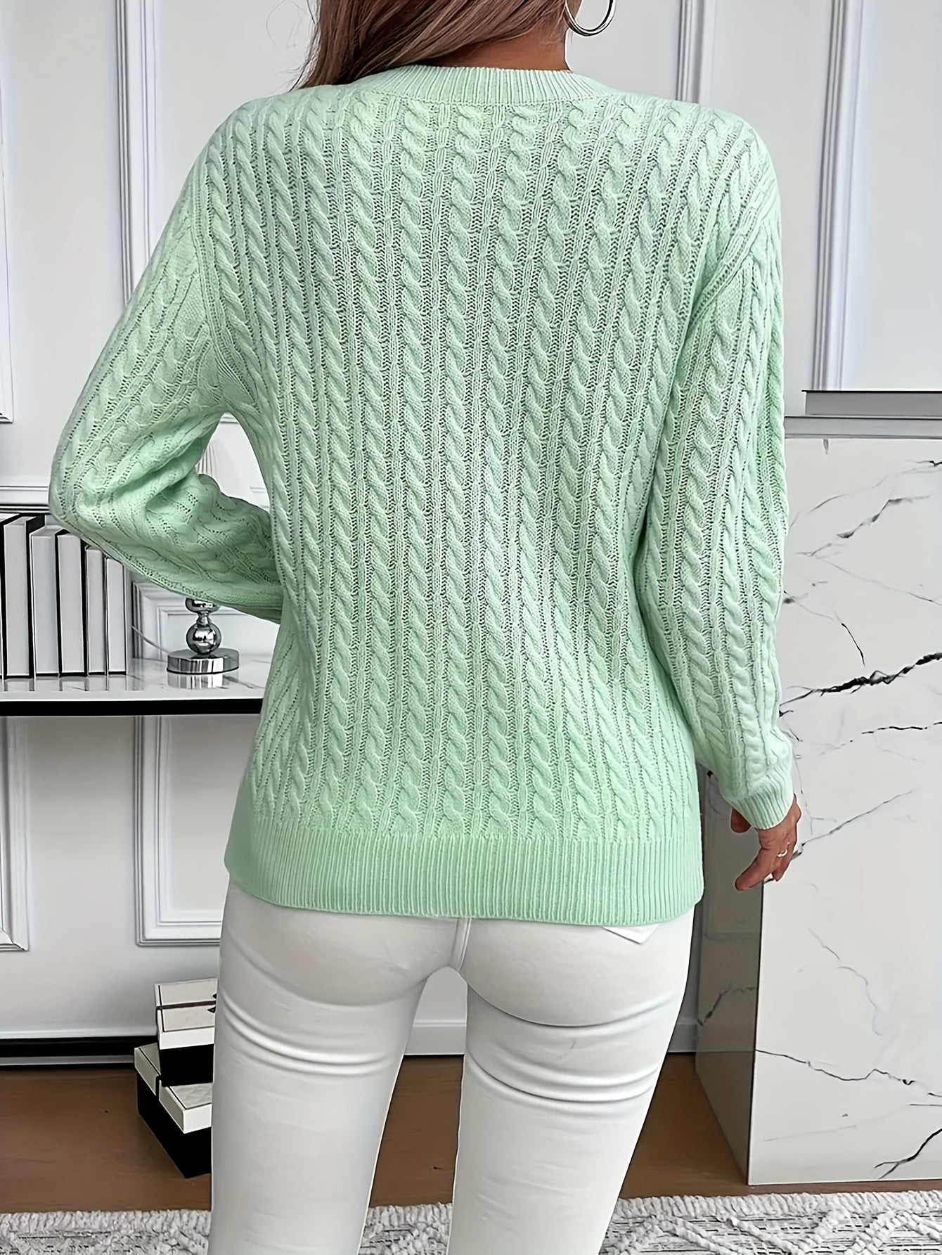 Louisa Bramley | Cable-Knit Round Neck Sweater