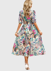 Camilla Rowntree | Robe midi fleurie à manches bouffantes