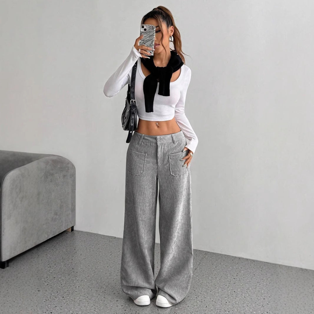 Hannah Bennett | Pantalon en velours côtelé à jambes larges avec poches
