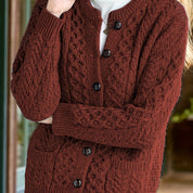 Rosalind Cooper | Textured Cable-Knit Button-Front Cardigan