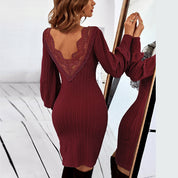 Niamh Barclay | Robe midi moulante côtelée en maille pour femme