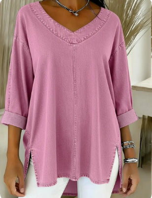 Amelia Kensington | Denim V-Neck Blouse For Women