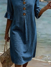 Eleanor Ashford | Casual Button Midi Dress For Women