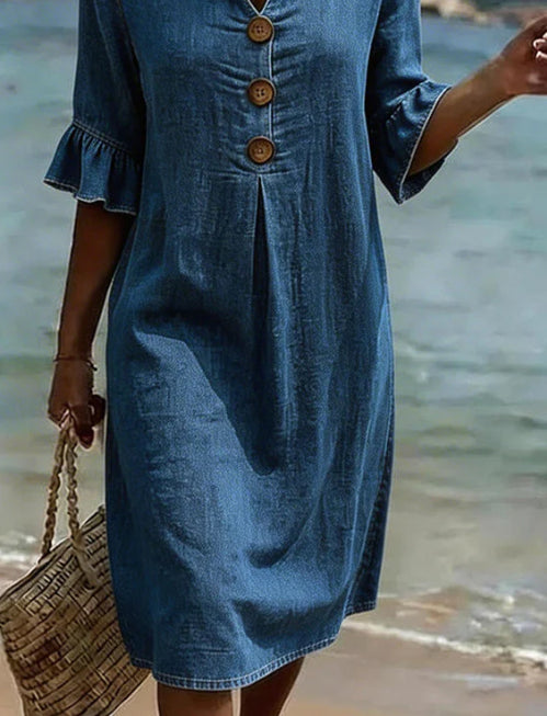 Eleanor Ashford | Casual Button Midi Dress For Women