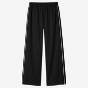 Daisy Harrison | Pantalon de survêtement noir à jambes larges avec bandes latérales