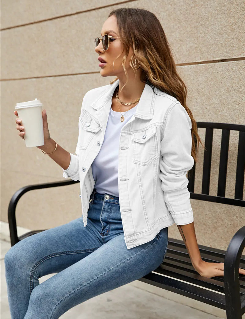 Mirielle Ashcroft | Women's Light-Wash Cropped Denim Jacket