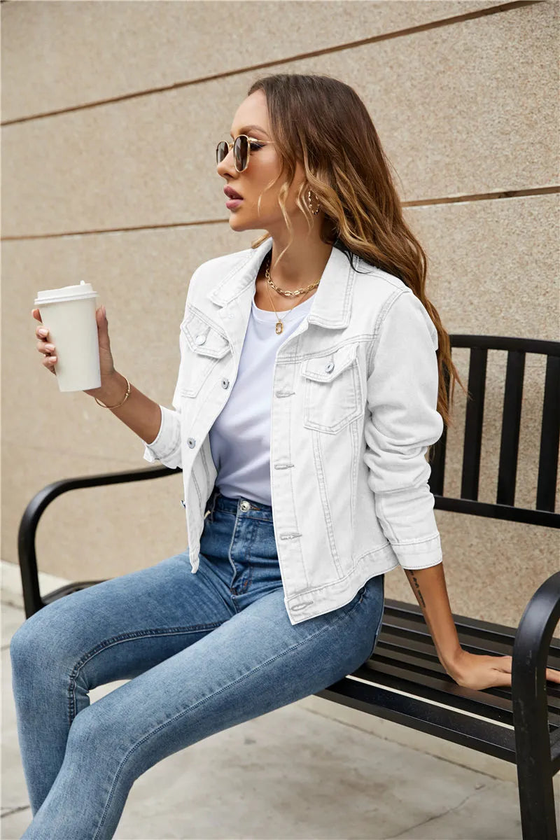 Mirielle Ashcroft | Women's Light-Wash Cropped Denim Jacket