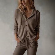Winifred Ashworth | Hooded Knit Cardigan with Button Front