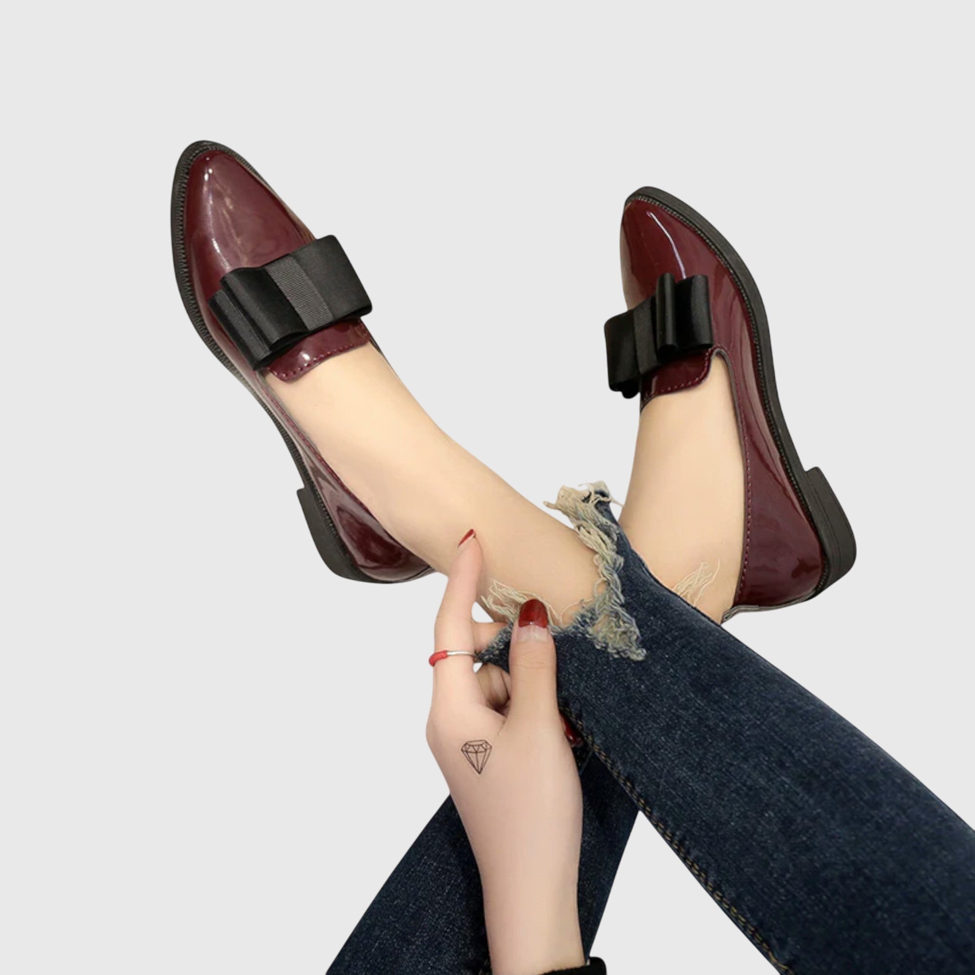 Marianne Foxton | Patent Vegan Leather Bow Loafers