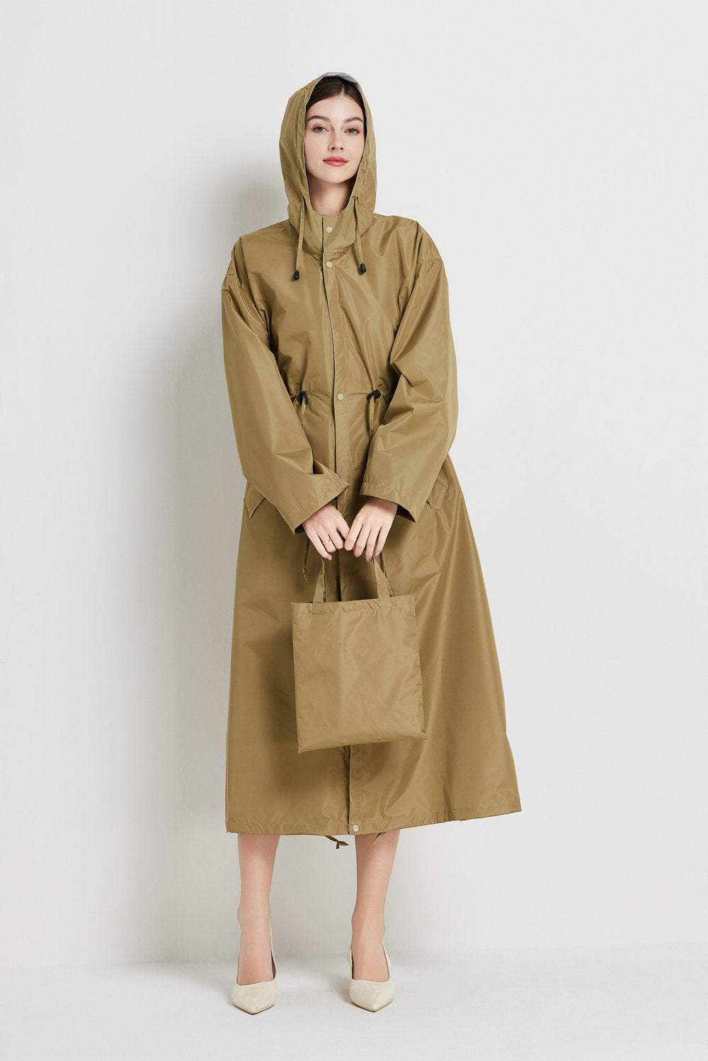 Daisy Williams | Imperméable long à capuche jaune soleil