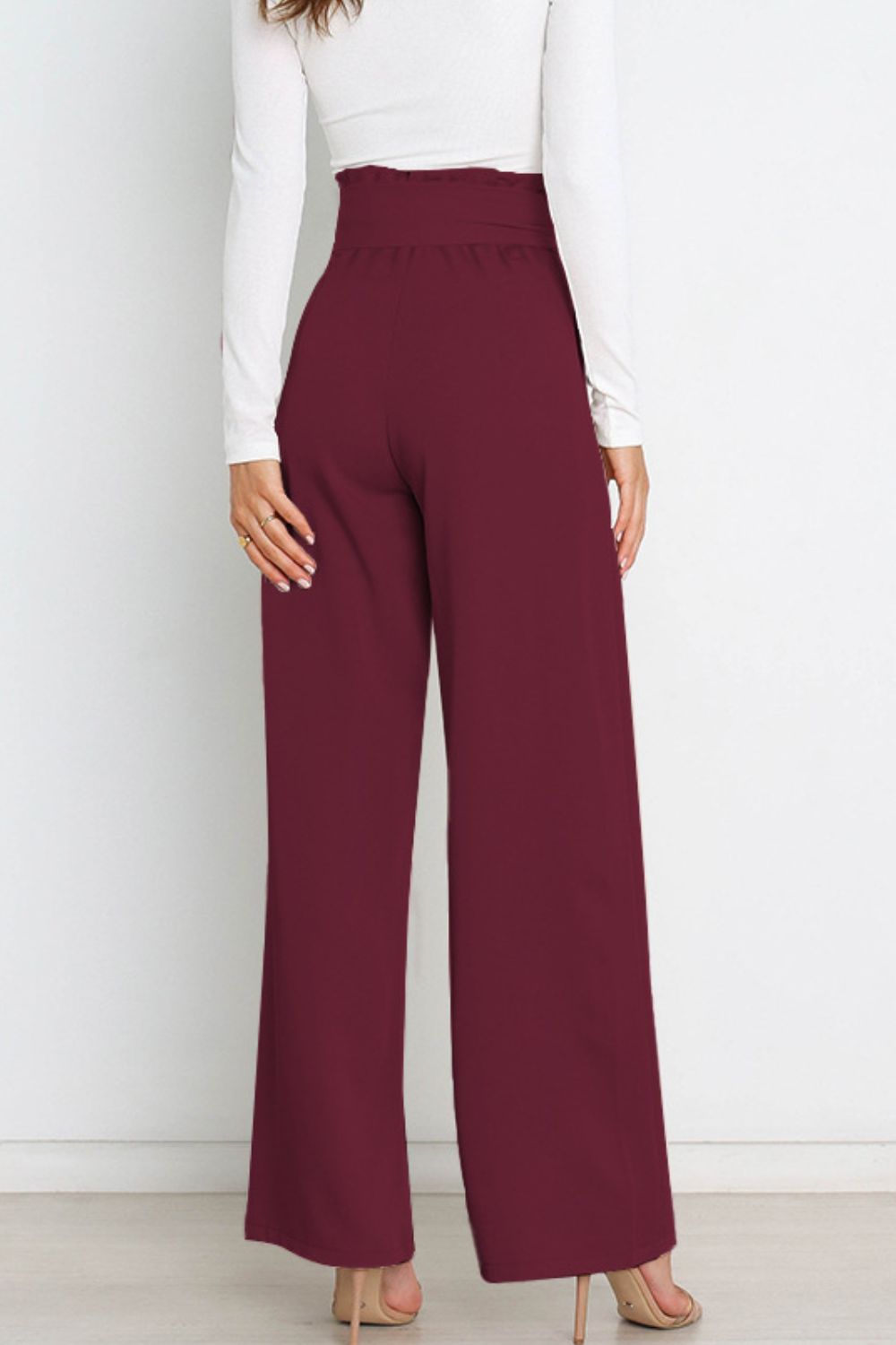 Isabelle Fontaine | Navy High Waist Paperbag Trousers with Bow Detail