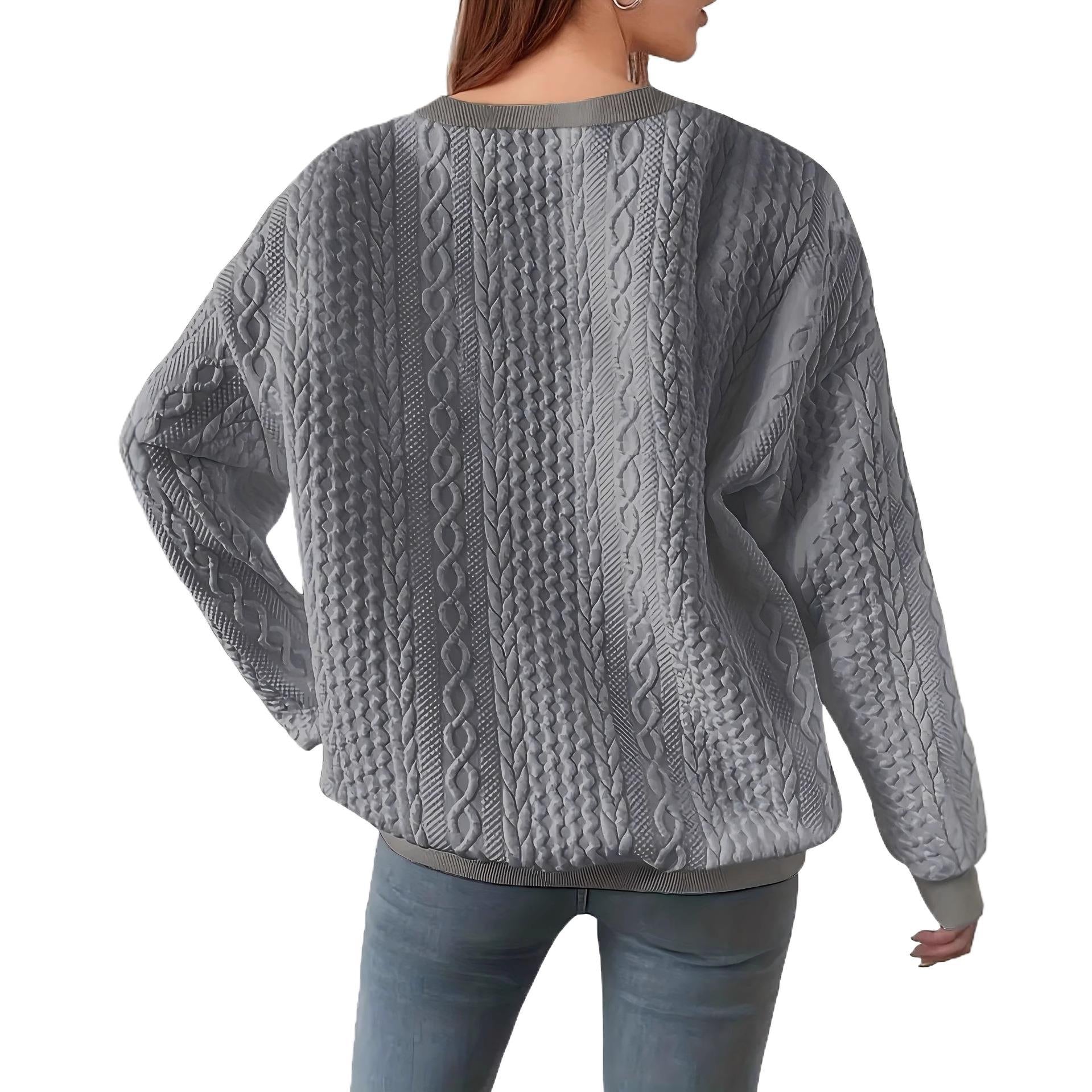 Beatrice Turner | White Cable Knit Crew-Neck Sweater