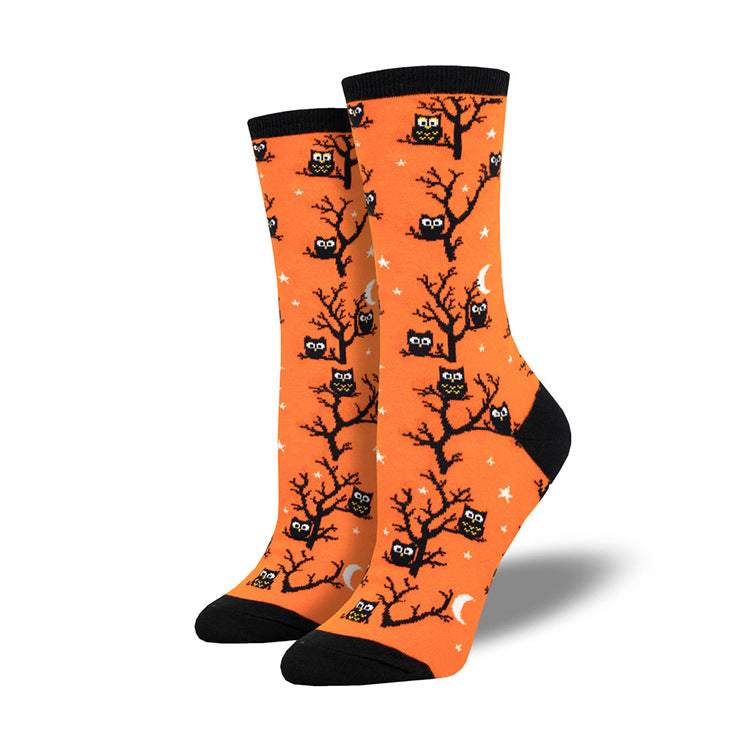 Cackling Crow | Pumpkin Halloween Socks For Women