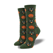 Cackling Crow | Pumpkin Halloween Socks For Women