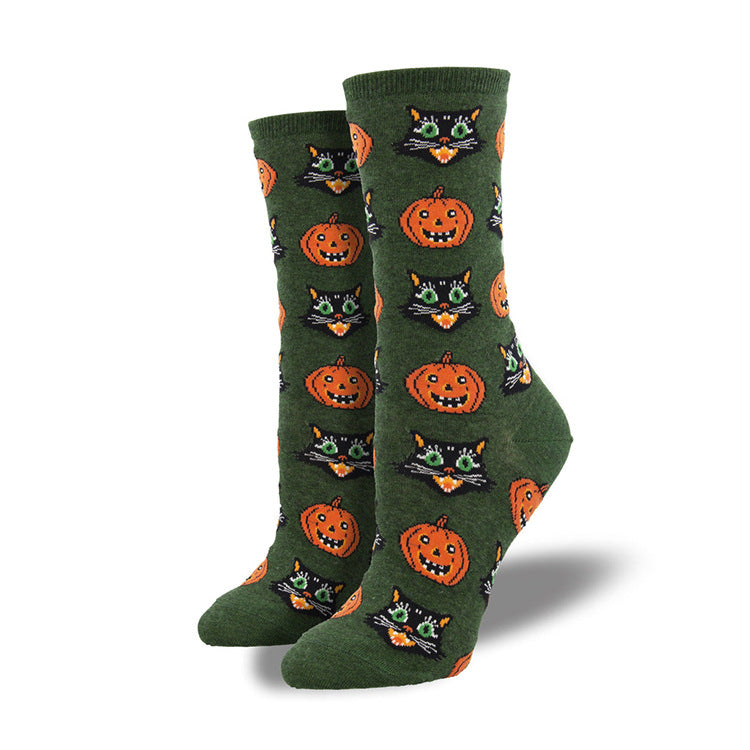 Cackling Crow | Pumpkin Halloween Socks For Women
