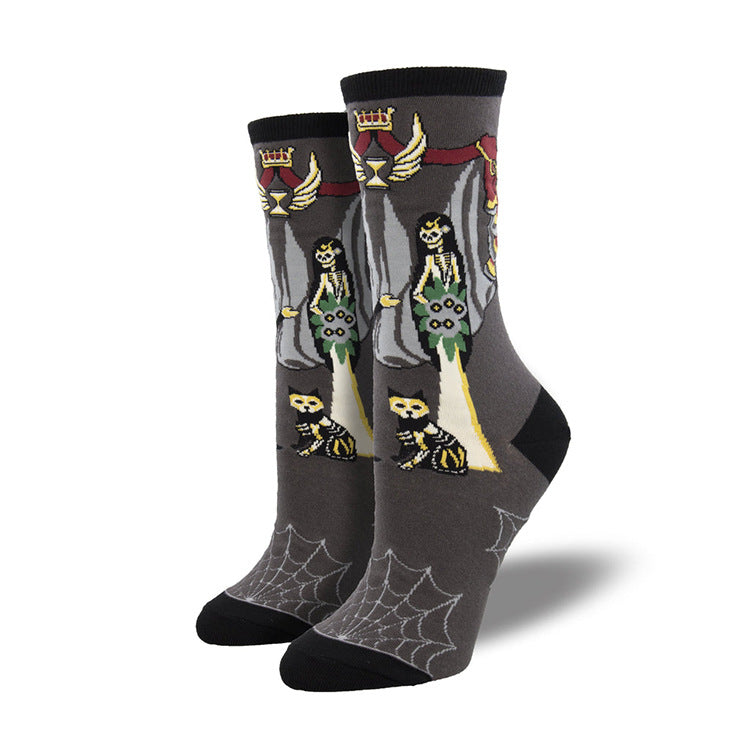 Cackling Crow | Pumpkin Halloween Socks For Women