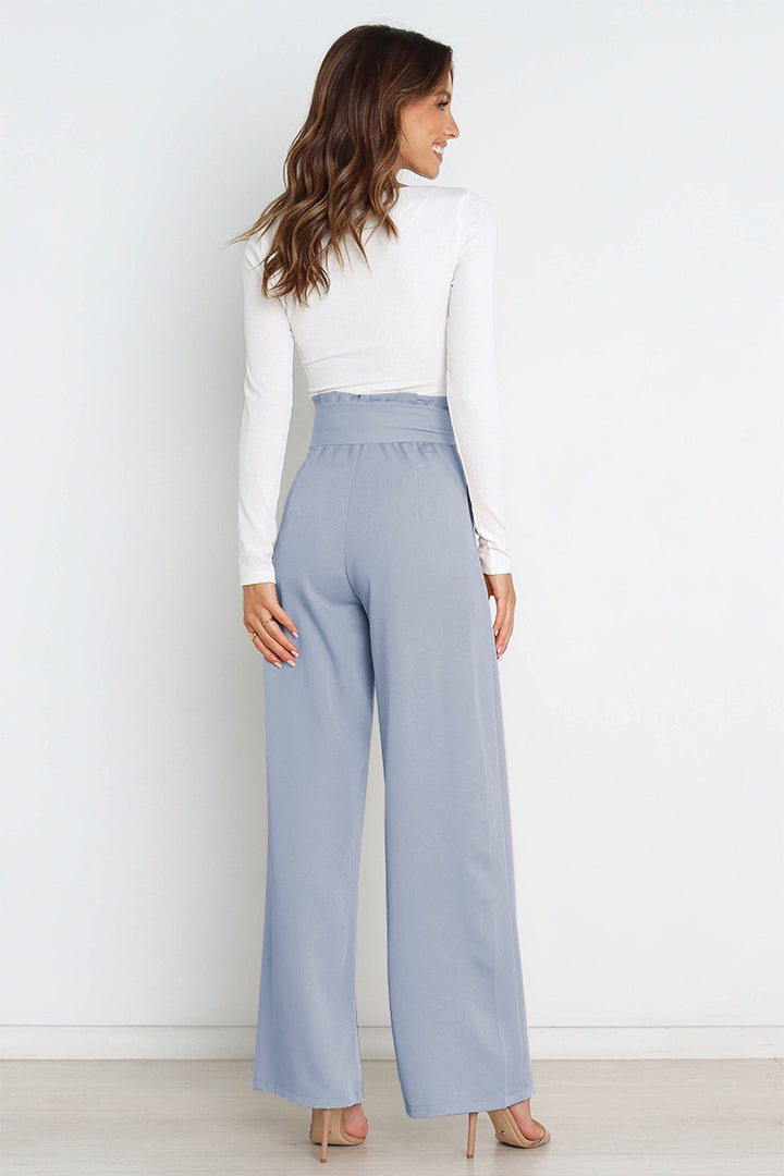 Isabelle Fontaine | Navy High Waist Paperbag Trousers with Bow Detail