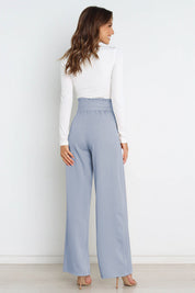 Isabelle Fontaine | Navy High Waist Paperbag Trousers with Bow Detail