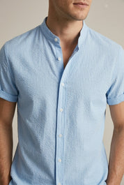 Julian Whitmore | Chemise à manches courtes en lin à col mao
