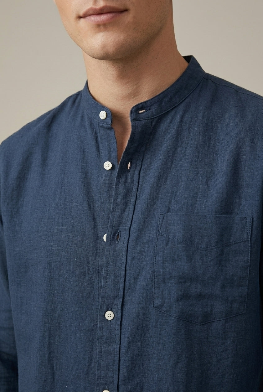 Nathaniel Brooks | Chemise en lin à col mao
