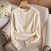 Imogen Clarke | Ribbed Knit Button-Cuff Sweater