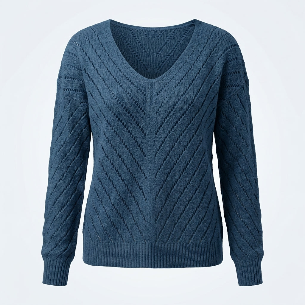 Diana Baker | Purple Pointelle Knit V-Neck Sweater