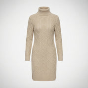 Diana Roberts | Cable Knit Turtleneck Sweater Dress