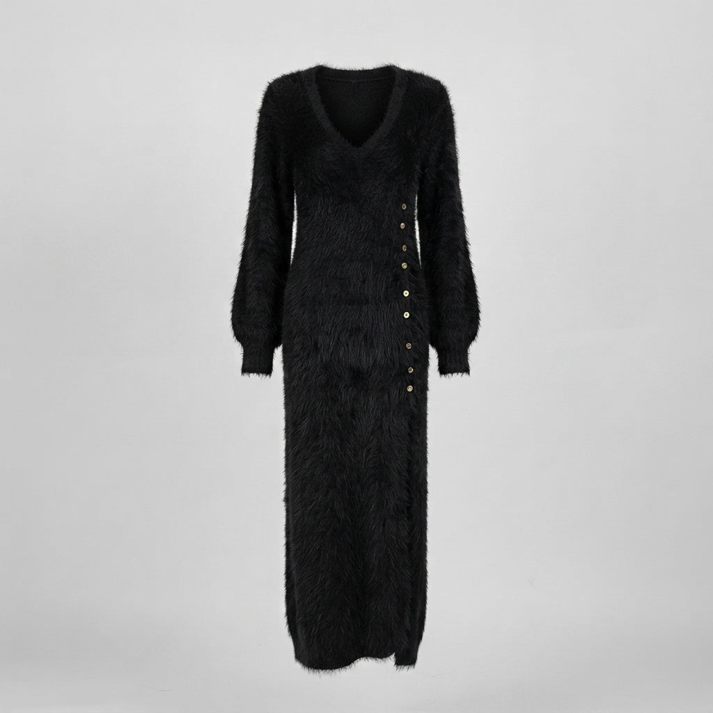 Diana Smith | Robe de fête de Noël pour femme avec col en V doublé de polaire