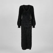 Diana Smith | Robe de fête de Noël pour femme avec col en V doublé de polaire