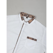 Rupert Galbraith | Chemise blanche à manches longues avec bordure contrastante à carreaux