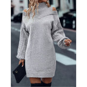 Niamh White | Cold-Shoulder Turtleneck Sweater Dress