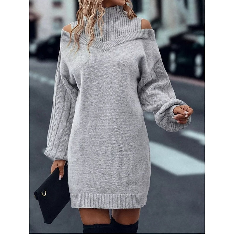 Niamh White | Cold-Shoulder Turtleneck Sweater Dress