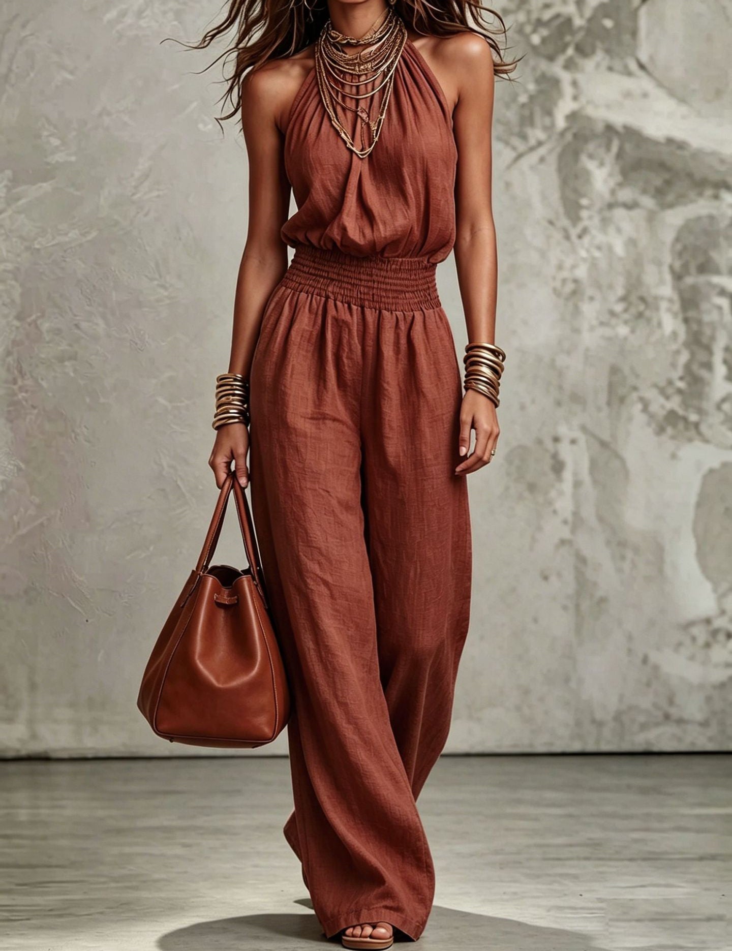 Aurora Bellini | Linen Halterneck Jumpsuit For Women
