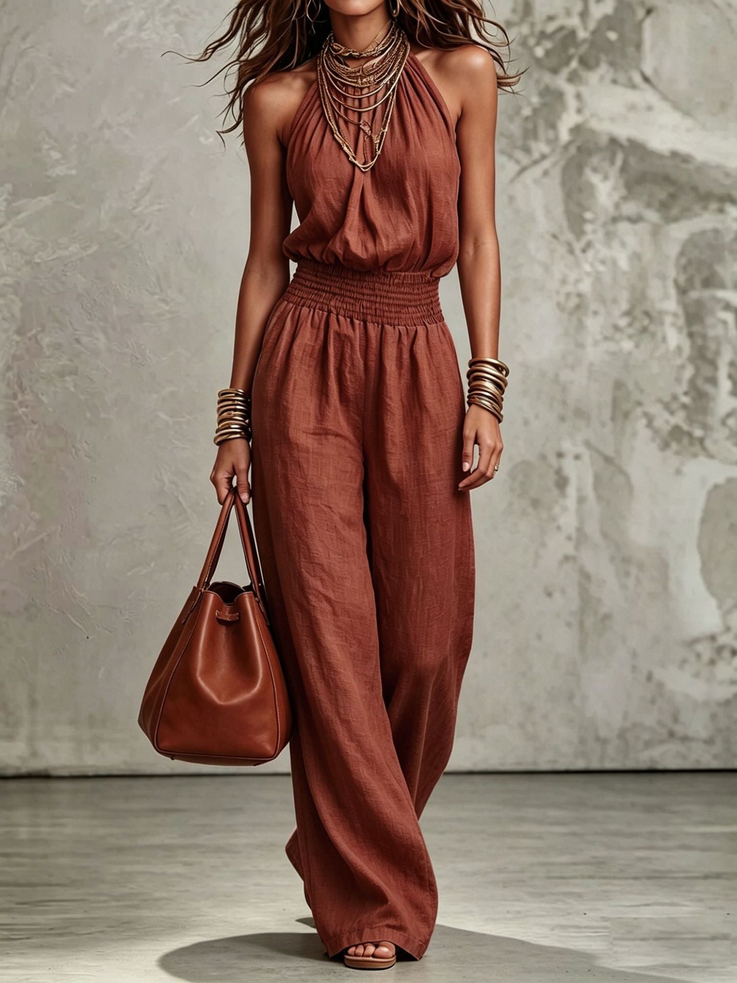 Aurora Bellini | Linen Halterneck Jumpsuit For Women