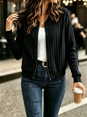 Rowena Ashford | Ribbed Zip-Up Longline Cardigan