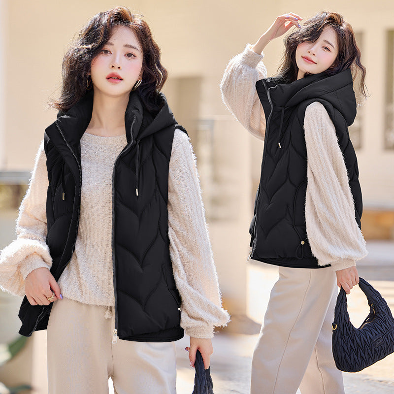 Isla Lawson | Hooded Quilted Gilet in Warm Coffee Brown
