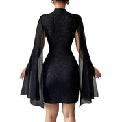 Vivienne Monroe | Glitter Cape Sleeve Mini Dress For Women